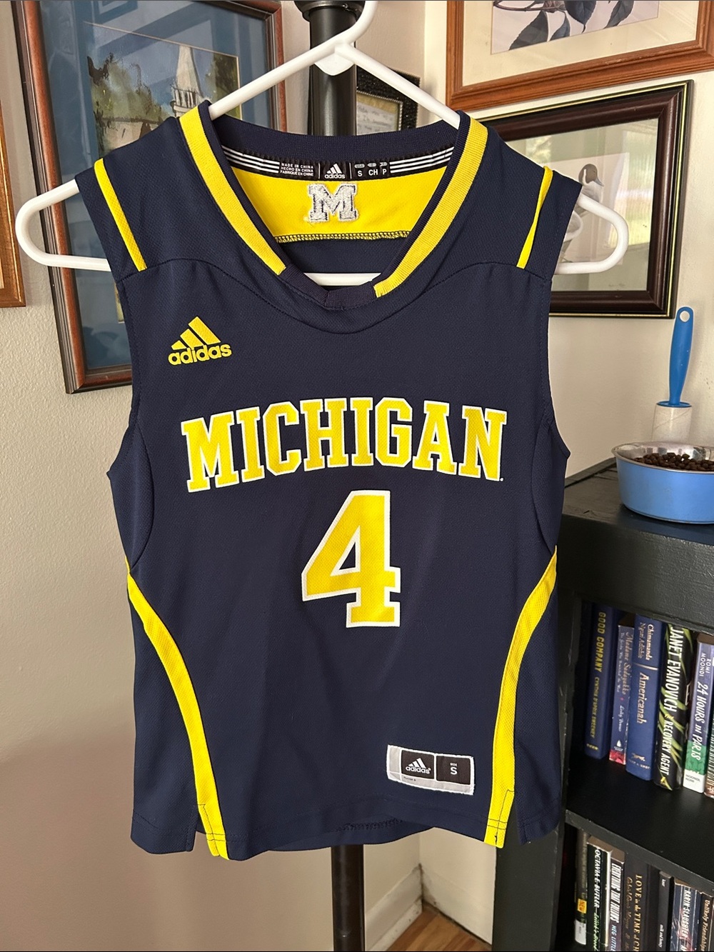 Adidas Navy & Yellow Michigan Kids Basketball Jersey #4